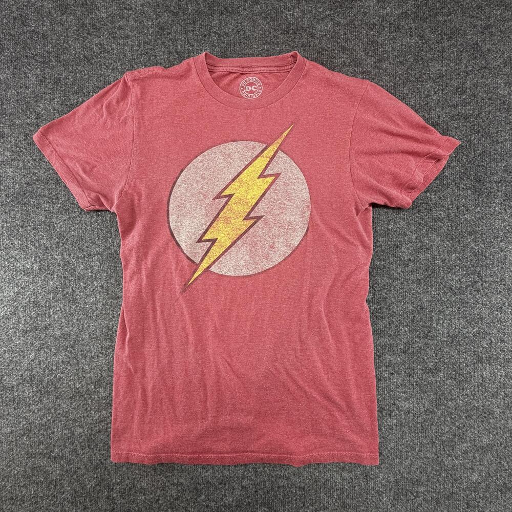 DC Comics Originals Flash Shirt Mens Small Red Lightning Superhero Logo Tee